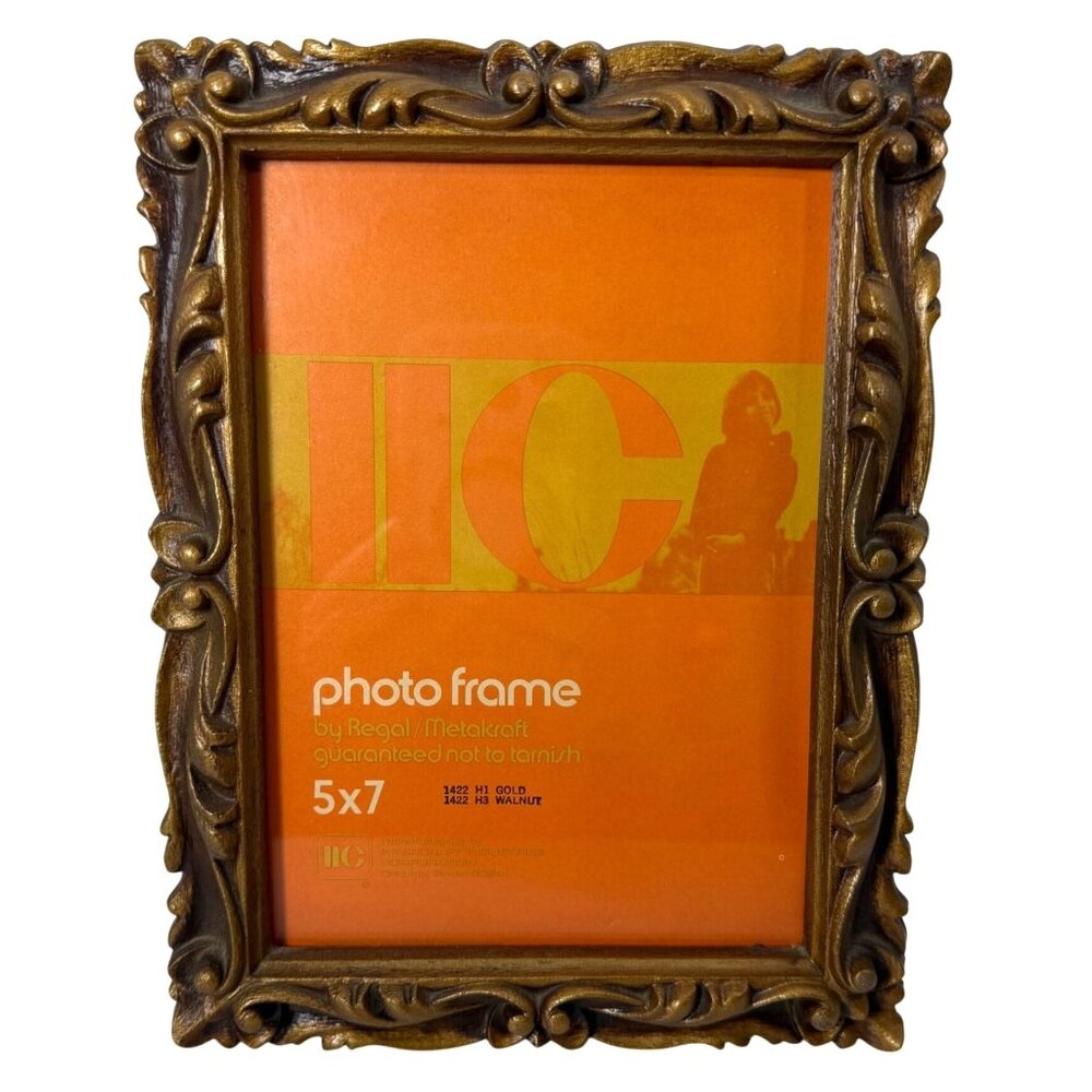 1973 Ornate Bronze-Tone 5x7 Photo Frame By IIC MCM Made In USA Hang or Standing